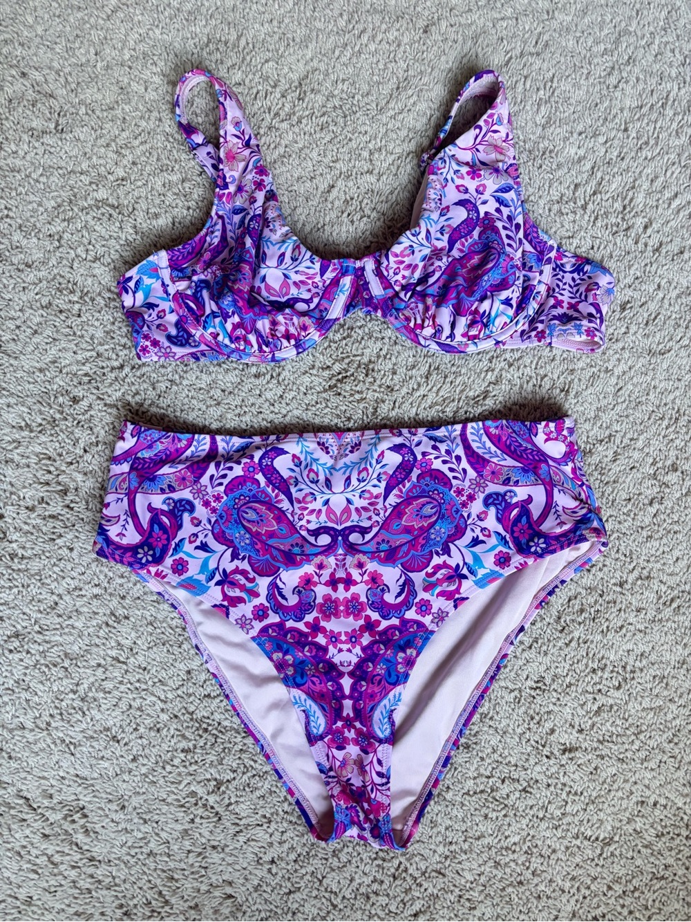 Cupshe pink paisley bikini set